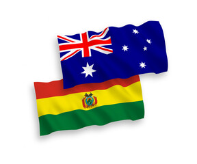 Flags of Australia and Bolivia on a white background