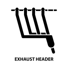 exhaust header icon, black vector sign with editable strokes, concept illustration