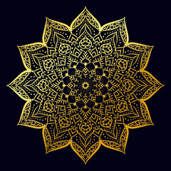 Luxury mandala Circle pattern background  petal flower with golden arabesque pattern Henna tattoo Islamic oriental style decorative Coloring book page