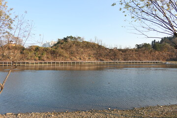Autumn scenery of Jinju Castle River Park