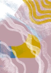 Dipinto astratto linee ondulate. Disegno grafico moderno. Macchie colorate.