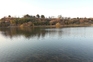 Fototapeta na wymiar Autumn scenery of Jinju Castle River Park