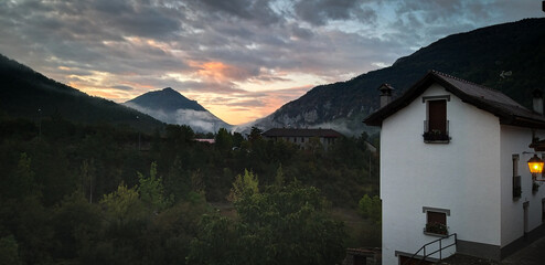 mountain village in the morning