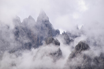 Cloudy Dolomites, a mountain range in Italy