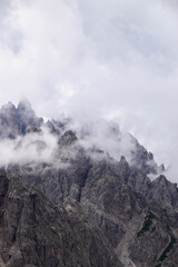 Cloudy Dolomites, a mountain range in Italy