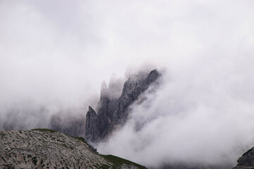 Cloudy Dolomites, a mountain range in Italy