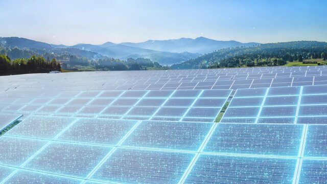 Green Clean Energy Future Of Solar Energy Storage CSP Photovoltaic Infrared Solar Panels Emitting Receiving Photons From Sun Renewable Energy Thin Film Solar Panels Technology High Efficient Cells 4K