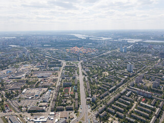 Aerial drone high view. Residential area of Kiev.