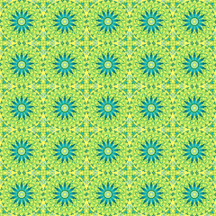 abstract green blue yellow background circles retro textile print 