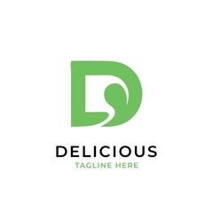 Letter D with leaf symbol illustration logo design inspiration vector template