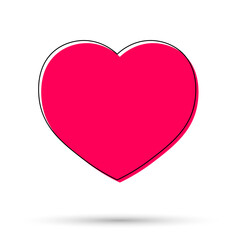 Heart icon, flat graphic design template, love sign, Valentines Day symbol, vector illustration