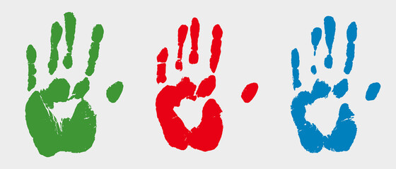 Print of human hands illustration set