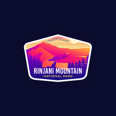 Rinjani Mountain Natinal Park Logo Vector Design