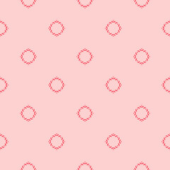 Vector ornamental seamless pattern. Elegant pink geometric ornament texture with small flower silhouettes, diamonds. Minimal abstract floral background. Repeat design for print, wallpaper, textile