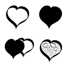 Set heart icons, graphic design template, Valentines Day symbols, vector illustration