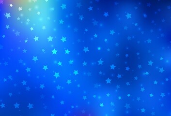 Light BLUE vector pattern with christmas snowflakes, stars.