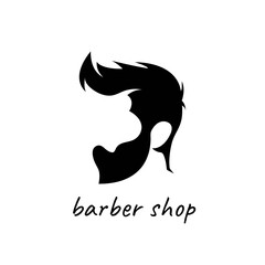 Barbershop poster, banner template design with silhouette bearded man. Vector illustration