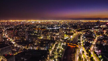 Fototapeta na wymiar SUNSET AND NIGHT IN SANTIAGO - CHILE