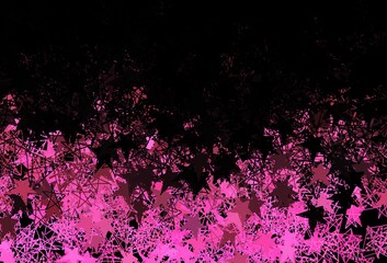 Dark Pink vector background with beautiful snowflakes, stars.