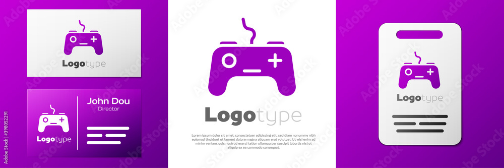 Poster logotype gamepad icon isolated on white background. game controller. logo design template element. v