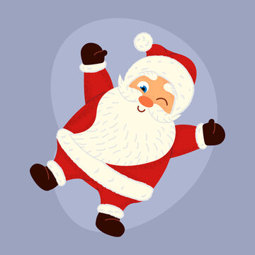 Cute bearded Santa Claus  vector flat illustration. Father Frost isolated on white. Festive Christmas character in red costume