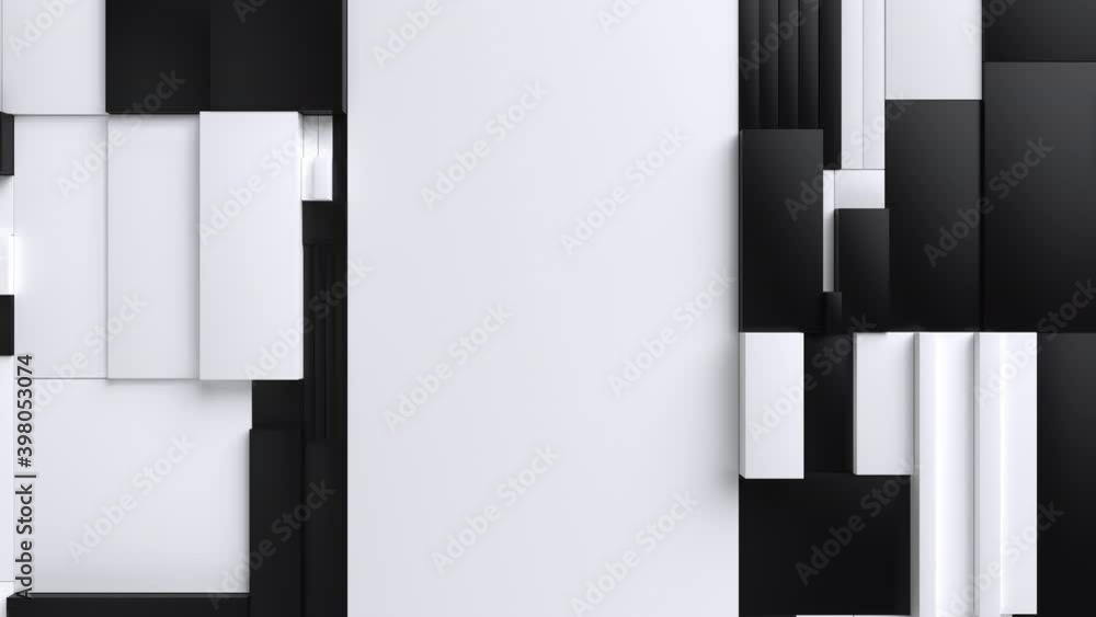 Aufkleber black and white moving tessellated rectangular surface. abstract background with wobbling scaling fr