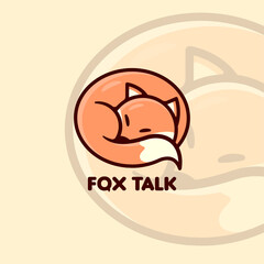 A SLEEPING FOX COMBINE WITH CONVERSATION BOX SHAPE LOGO DESIGN