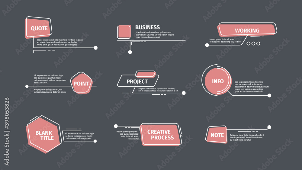 Poster Callouts. Chat communication text bars digital arrows callouts boxes vector templates. Illustration box lower layout template for title callout