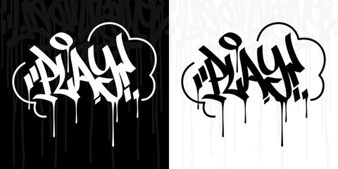 Abstract Word Play Hip Hop Hand Written Graffiti Style Vector Illustration - obrazy, fototapety, plakaty
