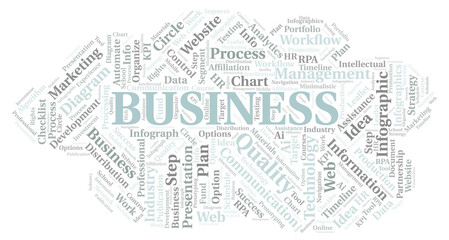 Business typography word cloud create with the text only.