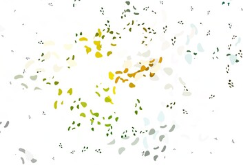 Light green, yellow vector pattern with chaotic shapes.