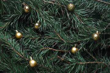 Christmas tree branches. The concept of the new year, christmas, nature. Flat lay, top view. Christmas trees background. Merry Christmas