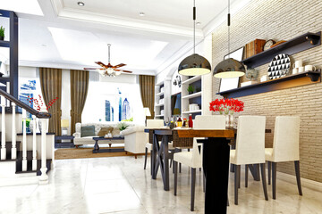 3d render of modern living room