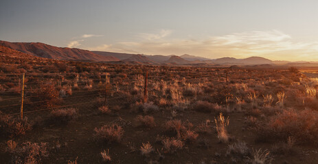 Sunset over the Swartberg range, Klein Karoo, Western Cape, South Africa
