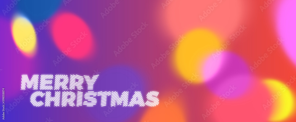 Aufkleber merry christmas banner with bokeh lights. abstract blurred texture for new year greetings, celebrati