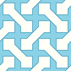 Iranian ornament. Arabic mosaic background. Manji wallpaper. Ethnical folk image. Sayagata motif. Ancient arabesque tiles. Digital paper, web design, textile print, backdrop. Seamless vector art work.