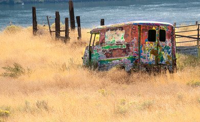 Abandonded Van On Columbia River Banks