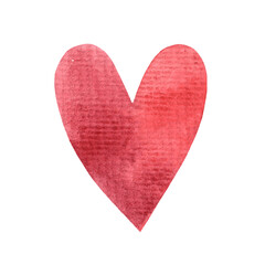 Heart hand drawn watercolor illustration isolated on white background. Love symbol, valentine's day.