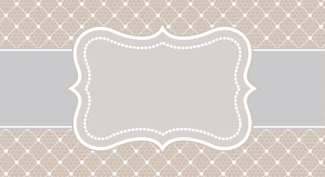 Template of greeting or wedding invitation card with lace frame