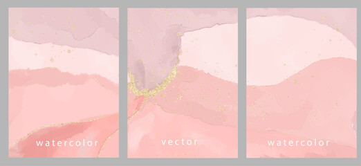 Set of vector watercolour backgrounds with glitter