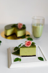Matcha green tea cake. Delicious Matcha cake