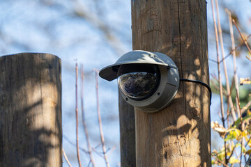security camera has been mounted to monitor the activity