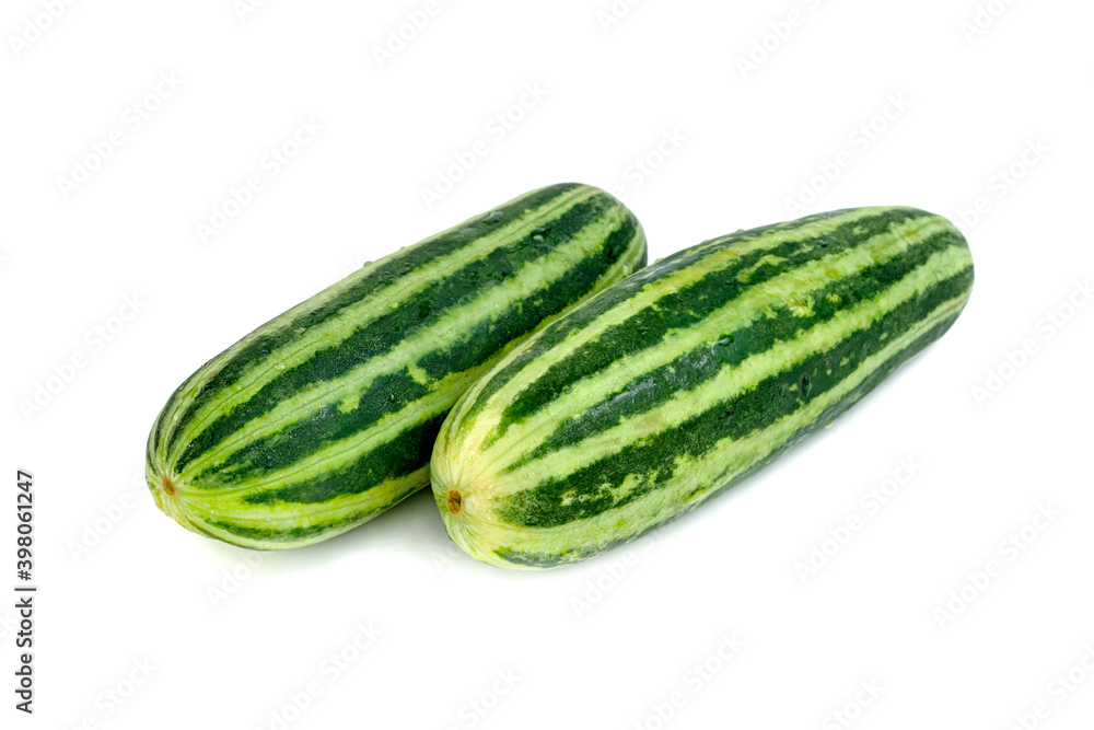 Wall mural Cucumber or Cucumis melo isolated on white background