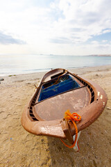 İstanbul Avcılar  on the beach and fishing boats waiting on the sidelines