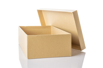 Brown carton. Cardboard box package isolated on white background for shipping delivery. Carton delivery packaging, recycling brown boxes.