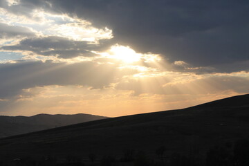 sunset over the mountains