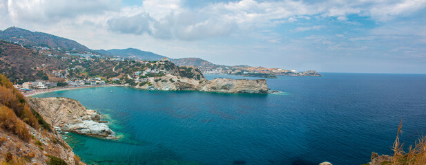 Ligaria beach panorama. Lygaria bay near to Agia Pelagia, Heraklion , Crete.