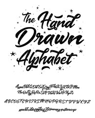 Vector hand drawn alphabet isolated on white background. Brush painted letters. Decorative artistic font. Black letters. © Very Well Studio