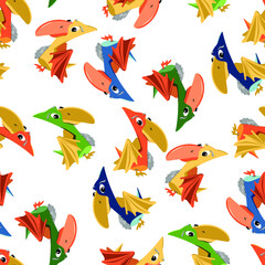 seamless pattern cute cartoon dinosaurs background