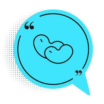 recommend clip art: Black line Beans icon isolated on white background. Blue speech bubble symbol. Vector.